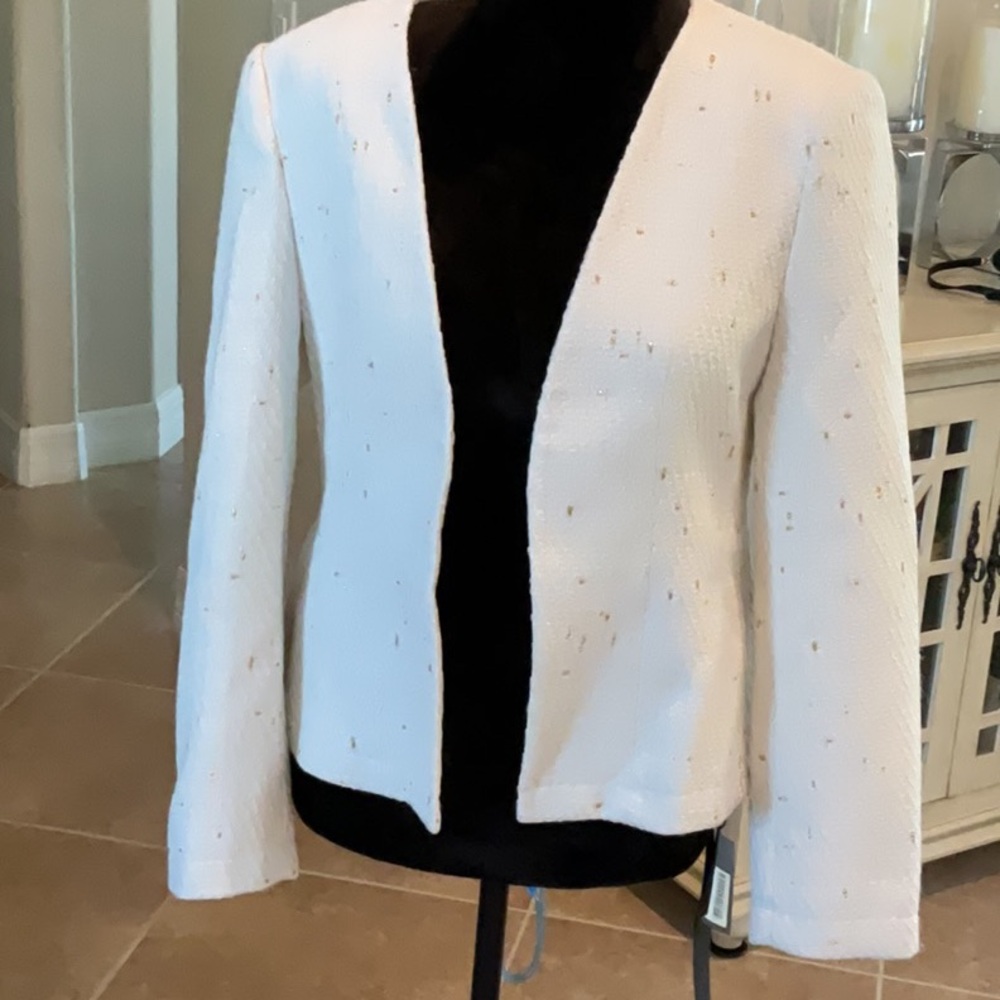 MINASELF open front jacket, cream/gold, size M, NWT
